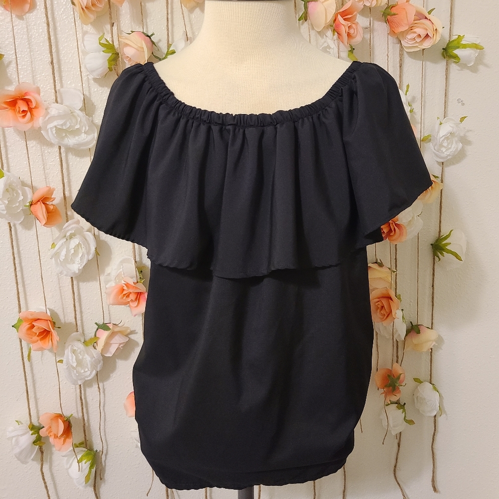 Black ruffle blouse (off the shoulder top)